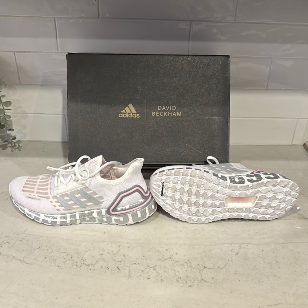 Adidas White and Pink Athletic Shoes with Mesh Upper